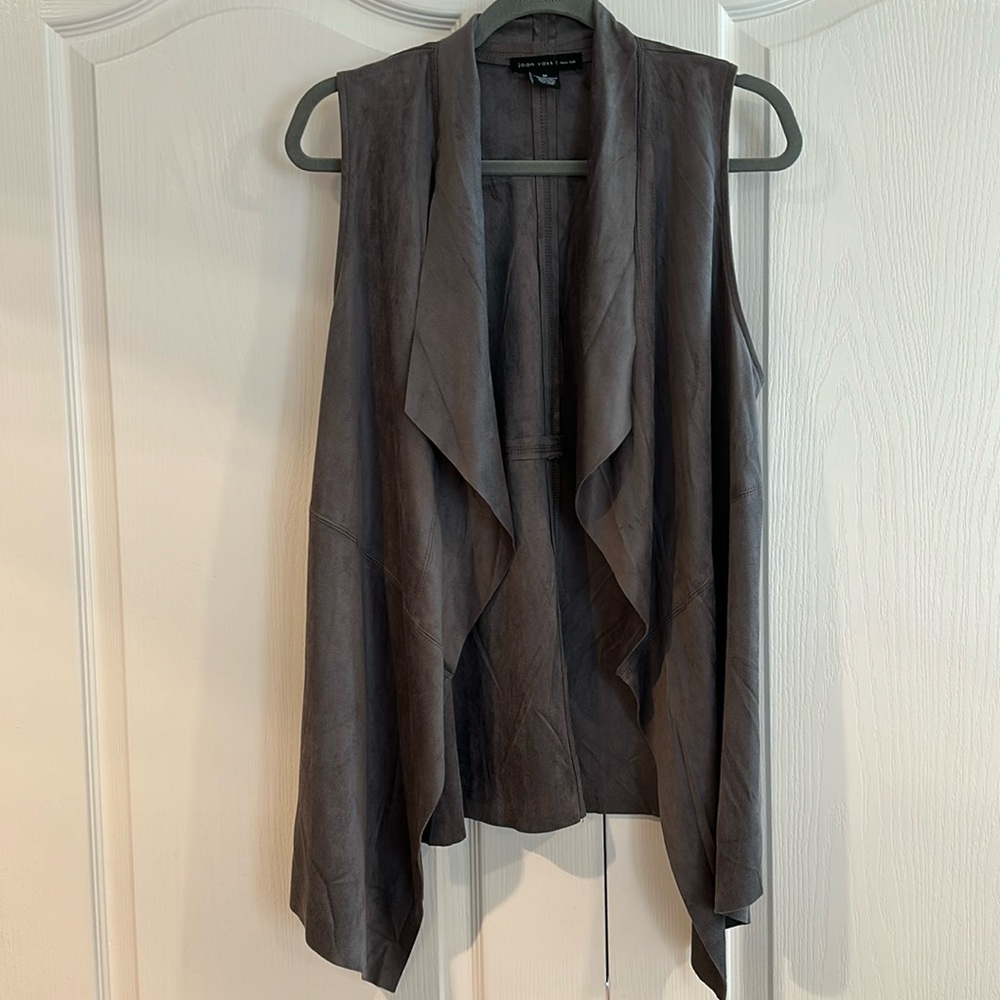 Like new Joan Vass Dark Gray Vegan Suede Vest, Size Medium